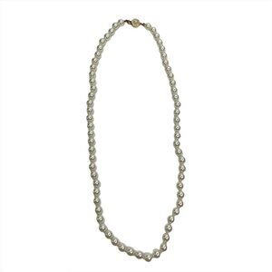 Glass Faux Pearl Rhinestone Box Clasp Necklace